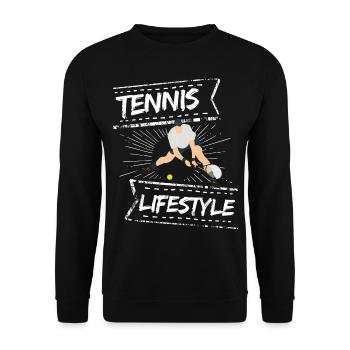 tennis / tennis / joueur de tennis / de tennis / de tennis - Sweat-shirt Unisexe - noir - Devant - Alina (178cm) & Michal (187cm)