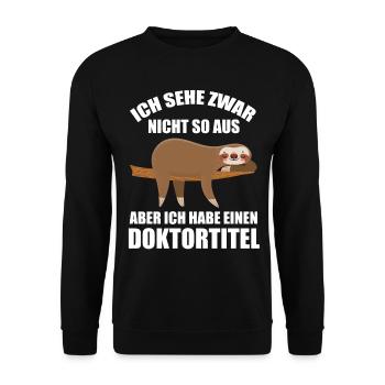 FaultierDoktorinDoktorandPromotion Doktortitel - Unisex Pullover - Schwarz - Vorne - Alina (178cm) & Michal (187cm)