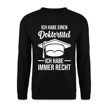 DoktorandPromotionDissertation Doktortitel - Unisex Pullover - Schwarz - Vorne - Alina (178cm) & Michal (187cm)