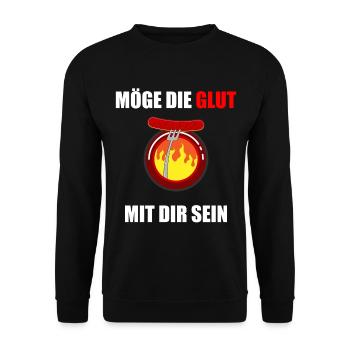 Grillen Grillmeister Möge die Glut Mit Dir Sein - Unisex Pullover - Schwarz - Vorne - Alina (178cm) & Michal (187cm)