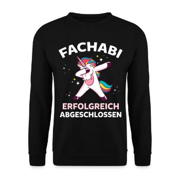 Dabbing Einhorn Fachabi Fachabitur Schulabschluss - Unisex Pullover - Schwarz - Vorne - Alina (178cm) & Michal (187cm)