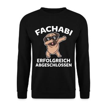 Hund Mops Gymnasium Fachabi Fachabitur Schulabschl - Unisex Pullover - Schwarz - Vorne - Alina (178cm) & Michal (187cm)