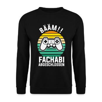 Fachabitur Gamer Gaming Zocker Nerd Fachabifeier - Unisex Pullover - Schwarz - Vorne - Alina (178cm) & Michal (187cm)