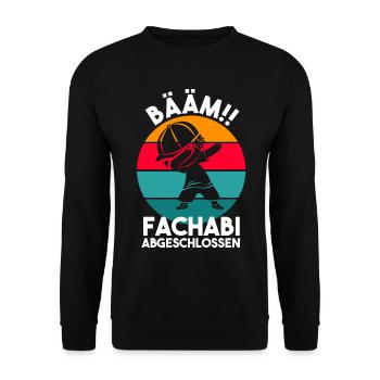 Bääm Fachabitur Abgeschlossen Gymnasium Matura Fac - Unisex Pullover - Schwarz - Vorne - Alina (178cm) & Michal (187cm)