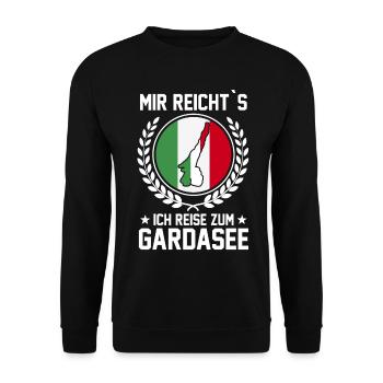 Gardasee Urlaub Geschenk - Unisex Pullover - Schwarz - Vorne - Alina (178cm) & Michal (187cm)