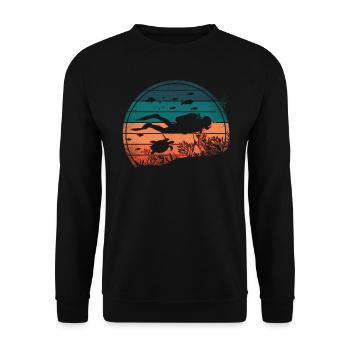 Scuba Diving Diver Vintage Retro - Unisex Pullover - Schwarz - Vorne - Alina (178cm) & Michal (187cm)