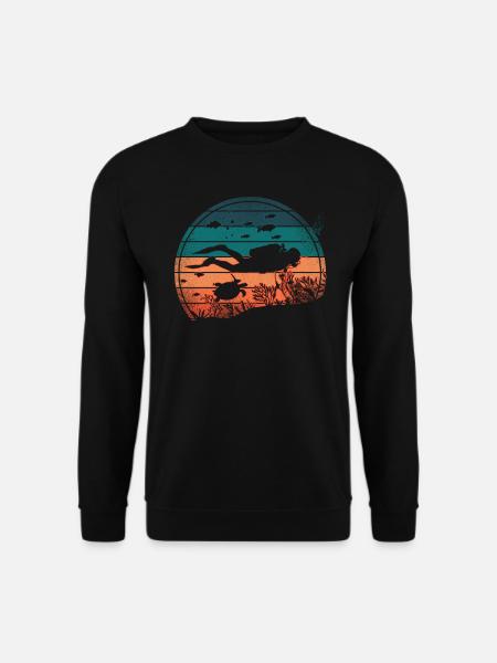 Scuba Diving Diver Vintage Retro - Unisex Pullover - Schwarz