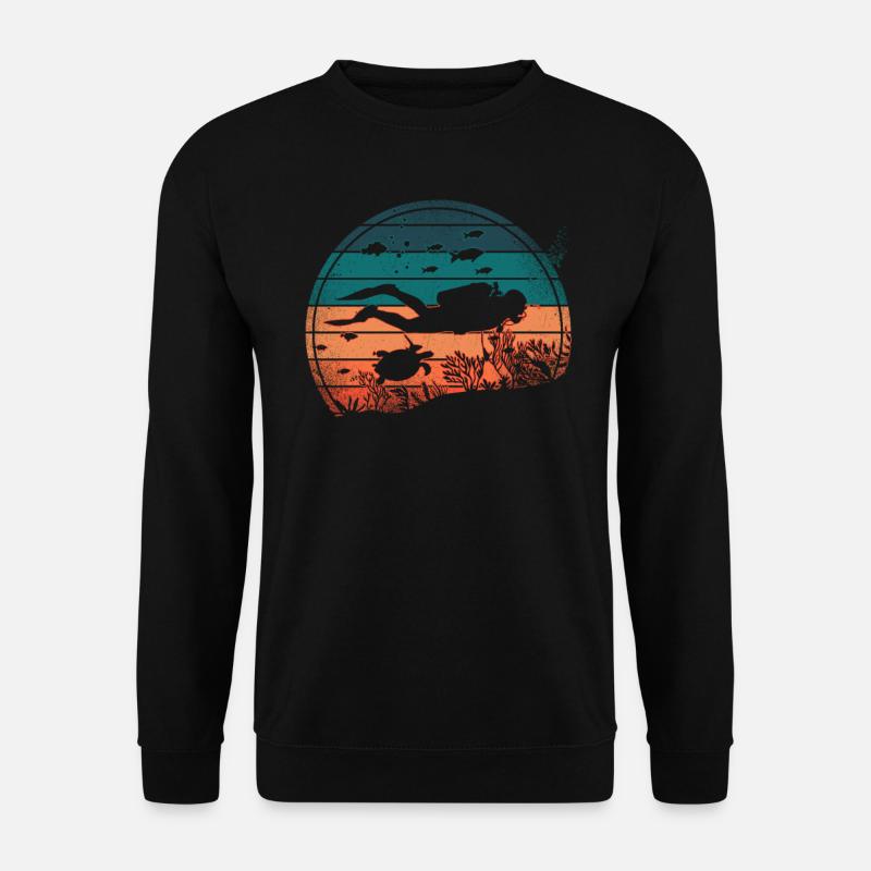 Scuba Diving Diver Vintage Retro - Unisex Pullover - Schwarz