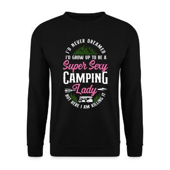 Super Sexy Camping Lady Motorhome - Unisex Pullover - Schwarz - Vorne - Alina (178cm) & Michal (187cm)
