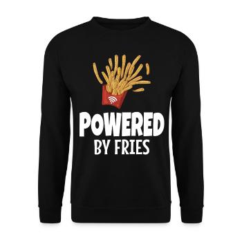 Powered By French Fries Junk Food - Unisex Sweatshirt - black - Front - Alina (178cm) & Michal (187cm)