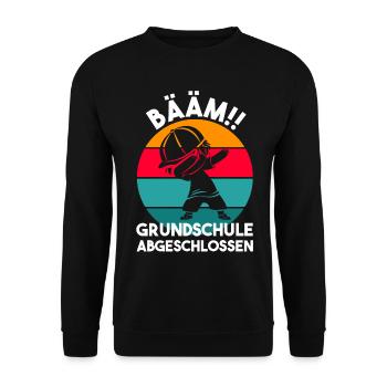 Bääm Grundschule Abgeschlossen Grundschulabschluss - Unisex Pullover - Schwarz - Vorne - Alina (178cm) & Michal (187cm)