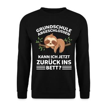Faultier Grundschule Abschluss Schüler Grundschüle - Unisex Pullover - Schwarz - Vorne - Alina (178cm) & Michal (187cm)