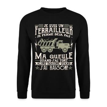 Ferrailleur Humour Ferraille - Sweat-shirt Unisexe - noir - Devant - Alina (178cm) & Michal (187cm)