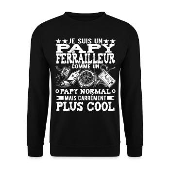 Papy Ferrailleur Humour Ferraille - Sweat-shirt Unisexe - noir - Devant - Alina (178cm) & Michal (187cm)