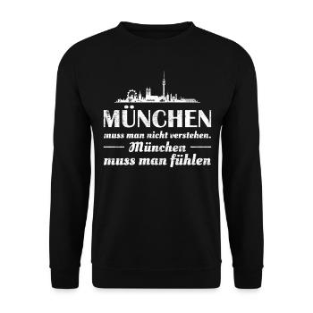 München Skyline Shirt München Skyline Geschenkidee - Unisex Pullover - Schwarz - Vorne - Alina (178cm) & Michal (187cm)