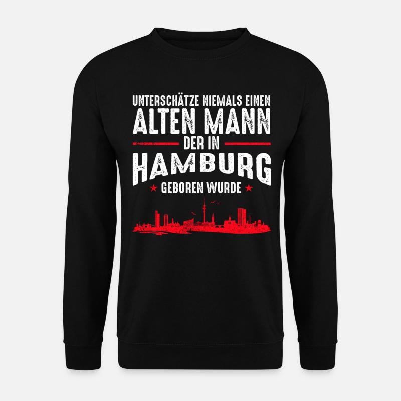 Alter Mann - Hamburg | Vintage Retro Style - Unisex Pullover - Schwarz