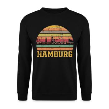 Hamburg Skyline - Unisex Pullover - Schwarz - Vorne - Alina (178cm) & Michal (187cm)