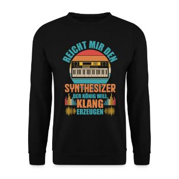 Retro Synthesizer Analog Keyboard - Unisex Pullover - Schwarz - Vorne - Alina (178cm) & Michal (187cm)