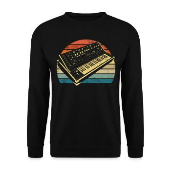 Synthesizer Keyboard Retro Vintage - Unisex Pullover - Schwarz - Vorne - Alina (178cm) & Michal (187cm)