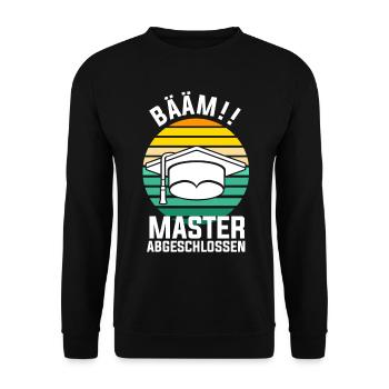 Masterabschluss Universität Mastertitel Gamer Mast - Unisex Pullover - Schwarz - Vorne - Alina (178cm) & Michal (187cm)