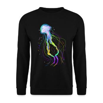 Colorful Ocean Jellyfish - Psychedelic Jellyfish - Unisex Sweatshirt - black - Front - Alina (178cm) & Michal (187cm)