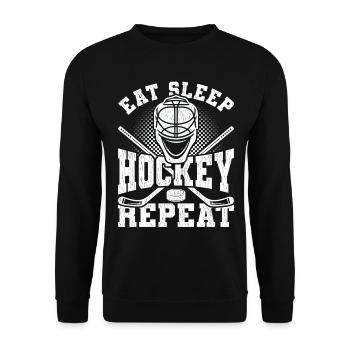 Eat Sleep Hockey Repeat - Unisex Sweatshirt - black - Front - Alina (178cm) & Michal (187cm)