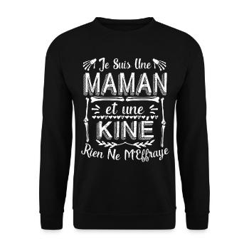 Maman Kinésithérapeute Kiné Humour Kinésithérapie - Sweat-shirt Unisexe - noir - Devant - Alina (178cm) & Michal (187cm)