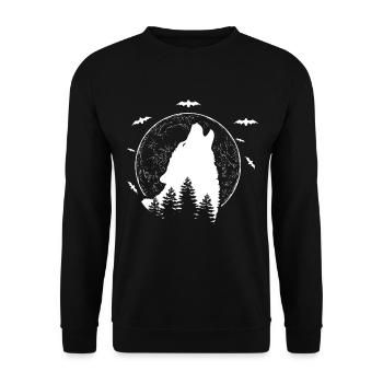 Wolf - Unisex Pullover - Schwarz - Vorne - Alina (178cm) & Michal (187cm)
