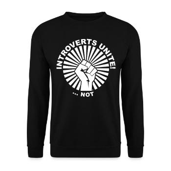 Introverts Unite Lustiger Introvertierter Spruch - Unisex Pullover - Schwarz - Vorne - Alina (178cm) & Michal (187cm)