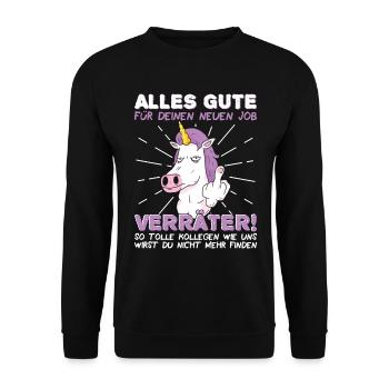Jobwechsel Neuer Job Abschied Abschiedsgeschenk - Unisex Pullover - Schwarz - Vorne - Alina (178cm) & Michal (187cm)