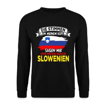 Die Stimmen in meinem Kopf sagen mir ich muss nach - Unisex Pullover - Schwarz - Vorne - Alina (178cm) & Michal (187cm)
