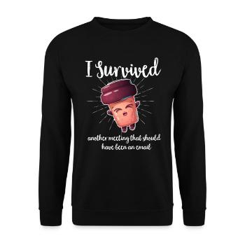 Office Humor Meeting Employee Meeting Coffee - Unisex Sweatshirt - black - Front - Alina (178cm) & Michal (187cm)