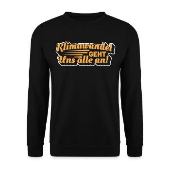 Klimawandel geht uns alle an! - Unisex Pullover - Schwarz - Vorne - Alina (178cm) & Michal (187cm)