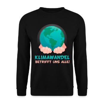 Klimawandel | Betrifft uns alle! - Unisex Pullover - Schwarz - Vorne - Alina (178cm) & Michal (187cm)