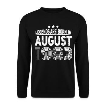 geboren im August 1983 Geschenkidee - Unisex Pullover - Schwarz - Vorne - Alina (178cm) & Michal (187cm)