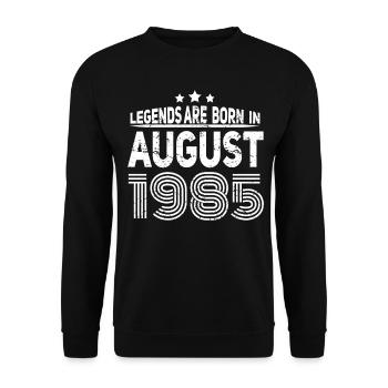 geboren im August 1985 Geschenkidee - Unisex Pullover - Schwarz - Vorne - Alina (178cm) & Michal (187cm)