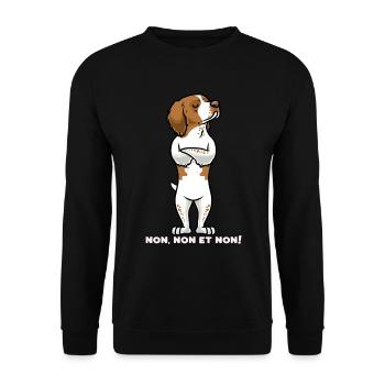 Chien Épagneul breton Têtu - Sweat-shirt Unisexe - noir - Devant - Alina (178cm) & Michal (187cm)