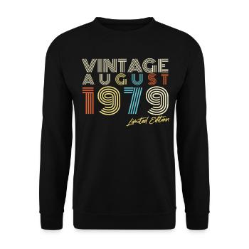 Vintage August 1979 Geschenkidee - Unisex Pullover - Schwarz - Vorne - Alina (178cm) & Michal (187cm)