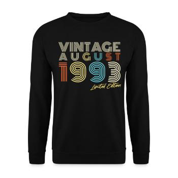 Vintage August 1993 Geschenkidee - Unisex Pullover - Schwarz - Vorne - Alina (178cm) & Michal (187cm)