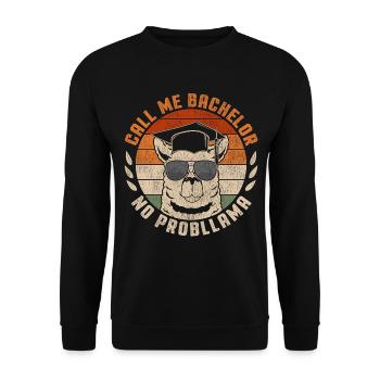 Call Me Bachelor Lama Bachelor Hat College Graduat - Unisex Sweatshirt - black - Front - Alina (178cm) & Michal (187cm)