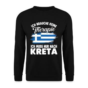 Ich brauche keine Therapie ich muss nur nach Kreta - Unisex Pullover - Schwarz - Vorne - Alina (178cm) & Michal (187cm)
