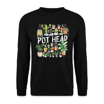 Potted Plant Pot Head - Unisex Pullover - Schwarz - Vorne - Alina (178cm) & Michal (187cm)