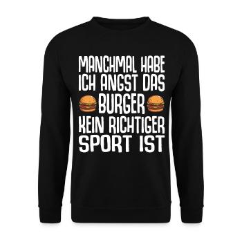 Burger Cheesburger Fast Food Essen Lustiger Spruch - Unisex Pullover - Schwarz - Vorne - Alina (178cm) & Michal (187cm)