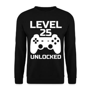Level 25 Unlocked Gamer 25 Years Birthday - Unisex Sweatshirt - black - Front - Alina (178cm) & Michal (187cm)
