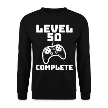 Level 50 Unlocked Gamer 50 Years Birthday - Unisex Sweatshirt - black - Front - Alina (178cm) & Michal (187cm)