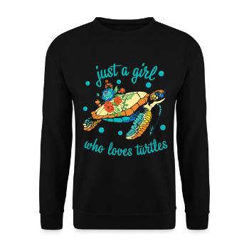 Just A Girl Who Loves Turtles Schildkröte - Unisex Pullover - Schwarz - Vorne - Alina (178cm) & Michal (187cm)