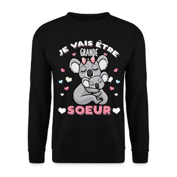 Grande-Soeur Humour Annonce Grossesse - Sweat-shirt Unisexe - noir - Devant - Alina (178cm) & Michal (187cm)