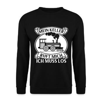 Modelleisenbahn Lokführer Bahnhof Modellbau S-Bahn - Unisex Pullover - Schwarz - Vorne - Alina (178cm) & Michal (187cm)