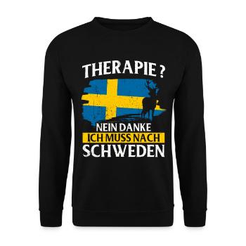 Schweden Geschenk Stockholm Schwedisch Malmö Fika - Unisex Pullover - Schwarz - Vorne - Alina (178cm) & Michal (187cm)