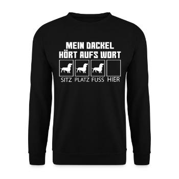 Dackel Geschenke - Unisex Pullover - Schwarz - Vorne - Alina (178cm) & Michal (187cm)
